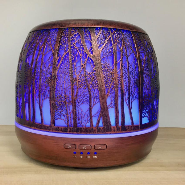Aroma Diffuser Lantern - Brushed Bronze Large 500ml purple light