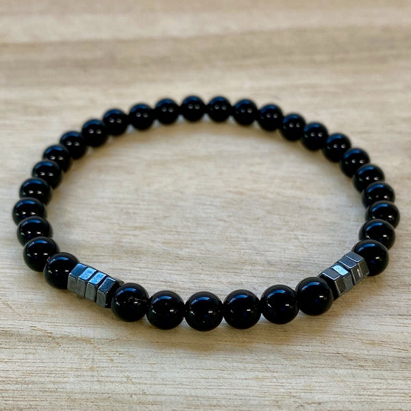 Black Onyx Bracelet with Hematite Spacers