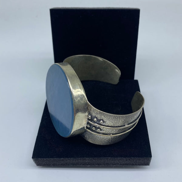 Deep Blue Aquamarine Bangle - side view