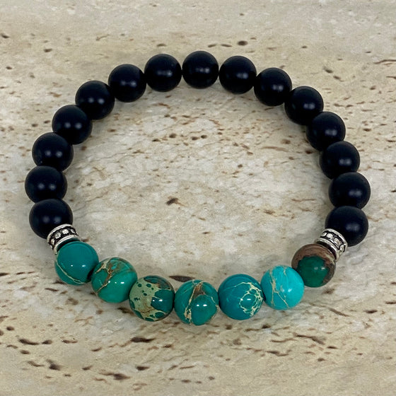 black agate and green imperial bracelet
