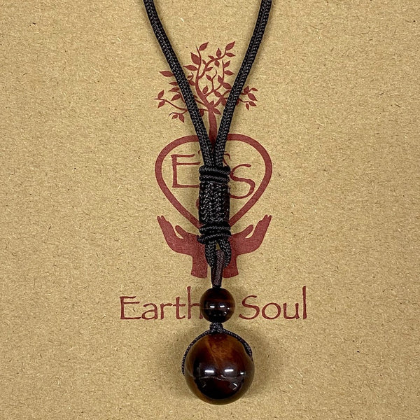 Red Tiger Eye Ball Pendant Necklace