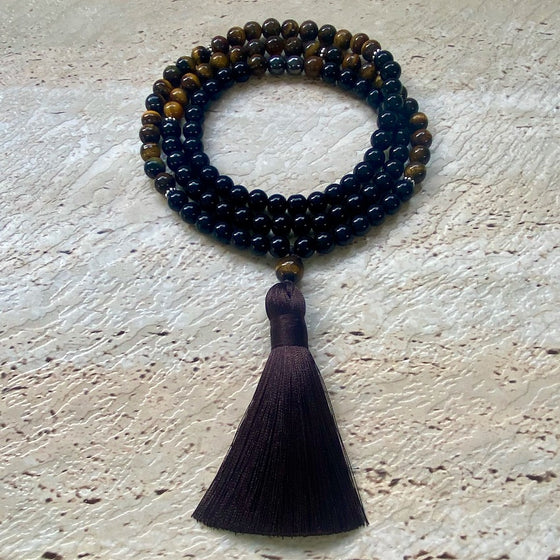 Triple Protection Mala Necklace with Tassel