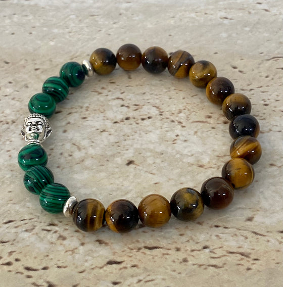 tiger eye green peacock buddha charm bracelet