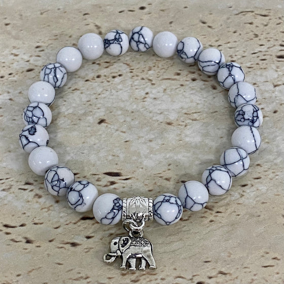 howlite bracelet with elephant charm