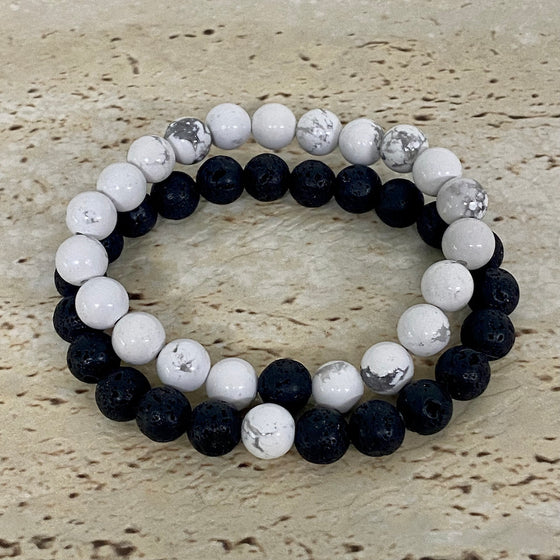 howlite and lava rock distance bracelet