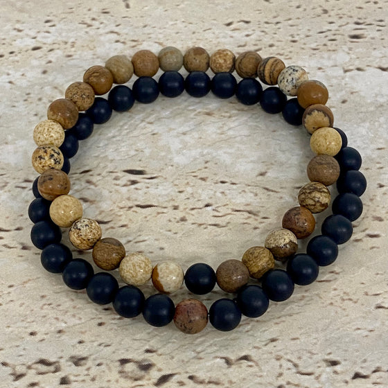 picture jasper and black agate distance bracelet