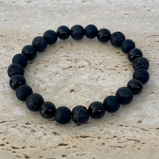 lava rock black agate bracelet