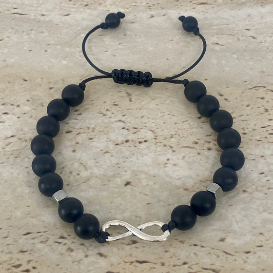 Black Onyx Infinity Bracelet - Adjustable