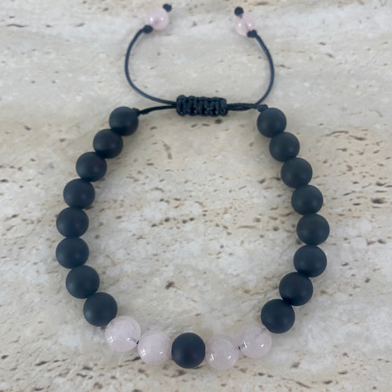 black onyx and rose quartz bracelet
