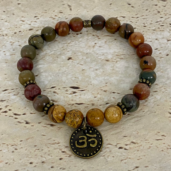 picture and picasso jasper bracelet with om charm