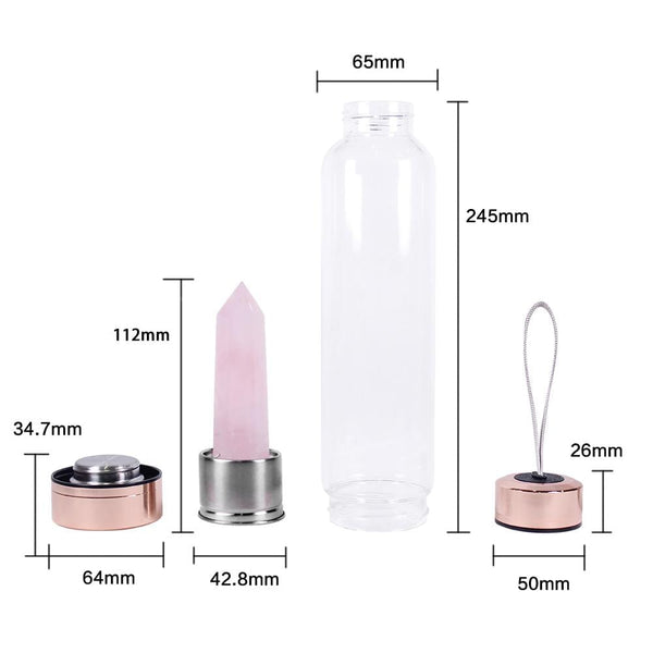 Aventurine Crystal Water Bottle Design - Rose Gold
