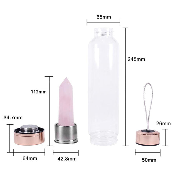 Amethyst Crystal Water Bottle Design - Rose Gold