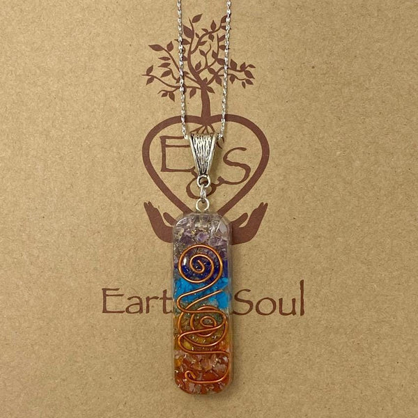 7 Chakra Pendant Necklace - Sterling Silver Chain