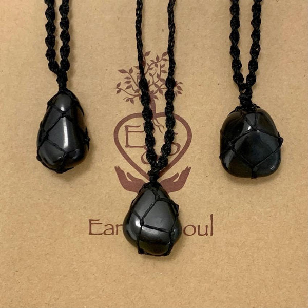 Black Obsidian Polished Crystal Necklace