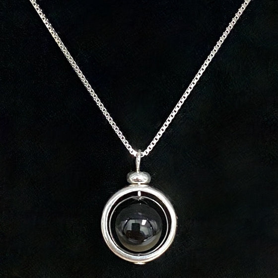 Black Onyx Sphere Pendant Necklace