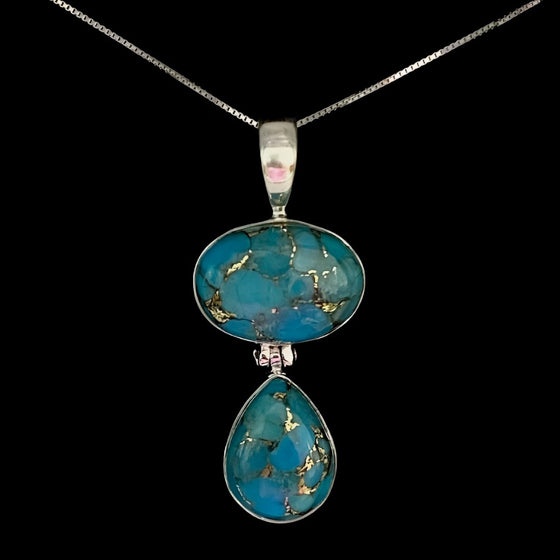 Blue Copper Turquoise Pendant Necklace