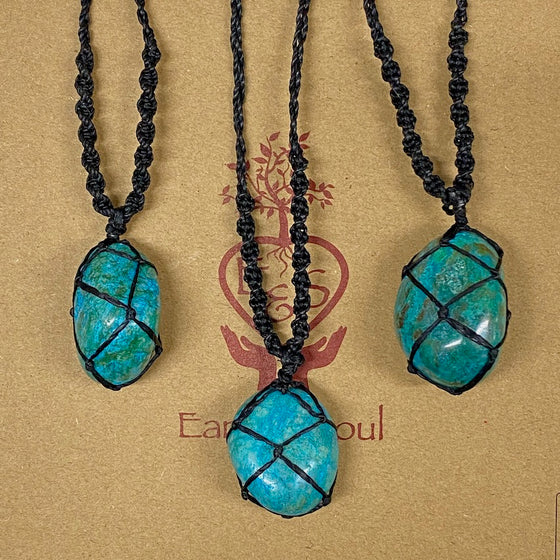 Chrysocolla Polished Crystal Necklace