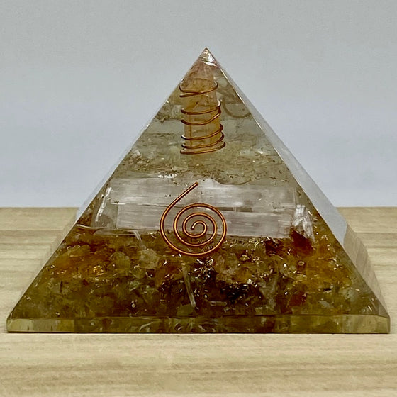 Orgonite Pyramid - Citrine and Selenite