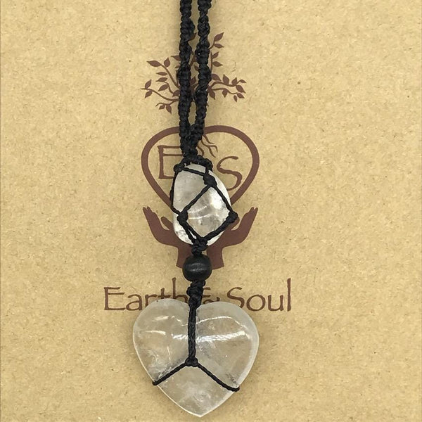 Clear Quartz Crystal Heart Necklace