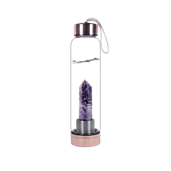 Amethyst Crystal Water Bottle 550ml - Rose Gold