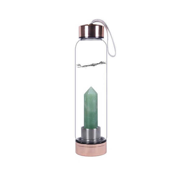 Aventurine Crystal Water Bottle 550ml - Rose Gold