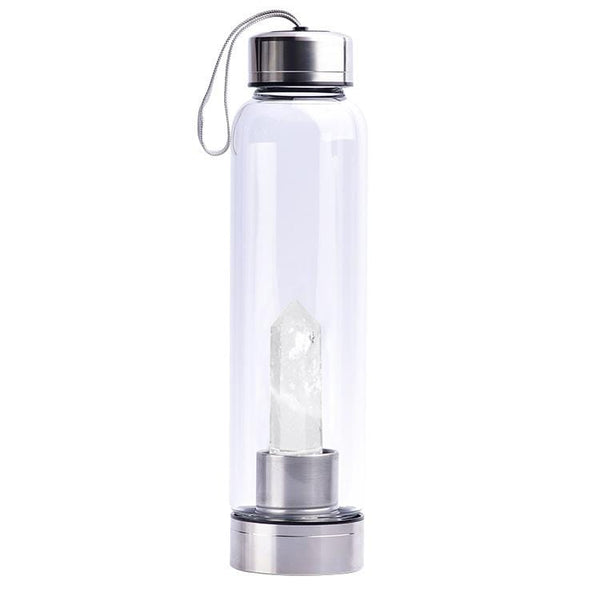 Clear Quartz Crystal Water Bottle 550ml - Stainless Steel