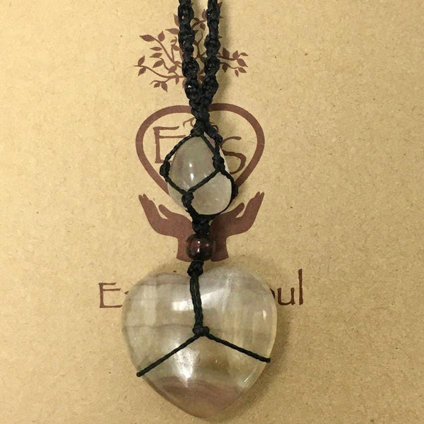 Heart Crystal Necklace - Fluorite