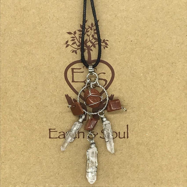 Goldstone Crystal Dreamcatcher Necklace