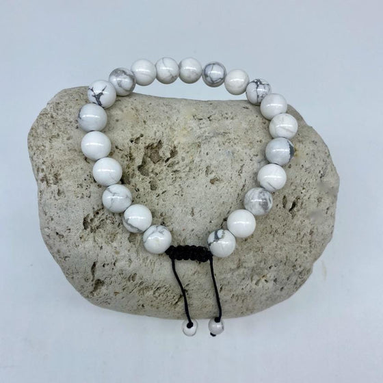 Howlite 8mm Stone Bracelet - Adjustable