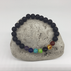 Certified 7 Chakra 8mm Natural Stone Bracelet With Lava Stone - One Br–  Imeora