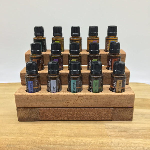 wooden essential oil stand 15 hole doterra demo