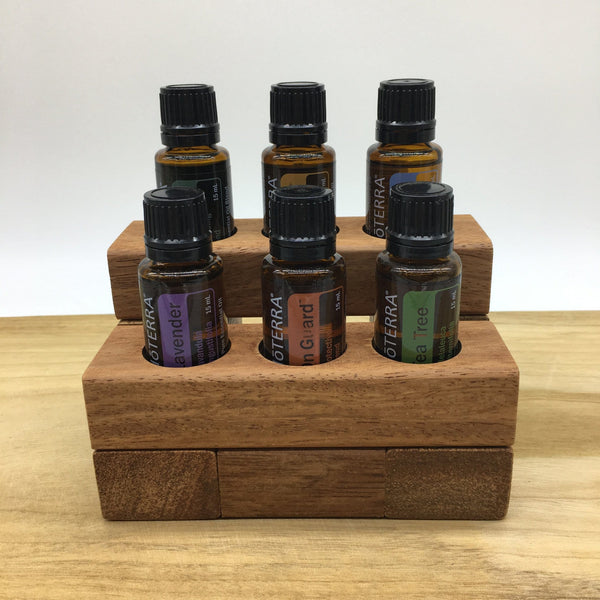 wooden essential oil stand 6 hole doterra demo