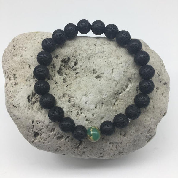 Imperial Turquoise and Lava Rock 8mm Stone Healing Distance Bracelets