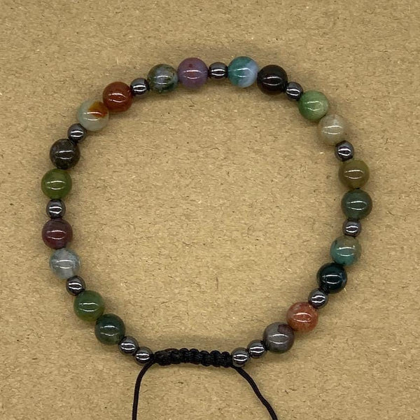 Crystal Bracelet with Hematite Spacers - Indian Agate