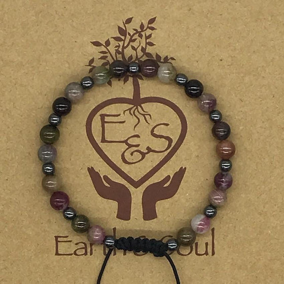 Indian Agate Crystal Bracelet with Hematite Spacers