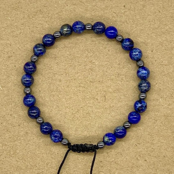 Crystal Bracelet with Hematite Spacers - Lapis Lazuli