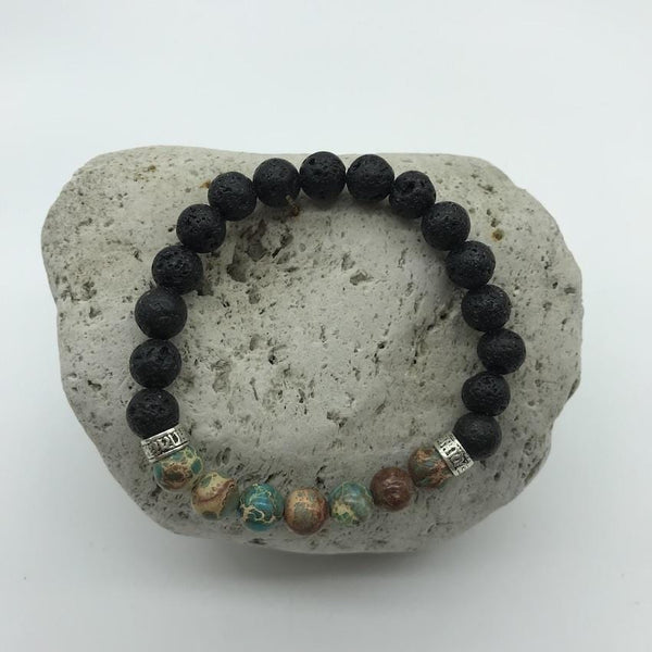 Lava Rock and Blue Imperial Turquoise 8mm Stone Healing Bracelet 2
