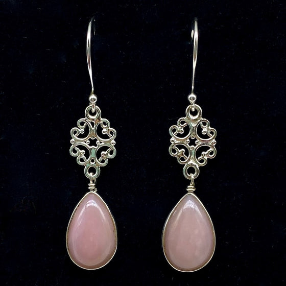 Pink Opal Decorative Earrings