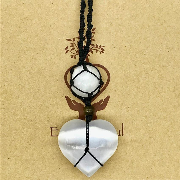 Selenite Crystal Heart Necklace