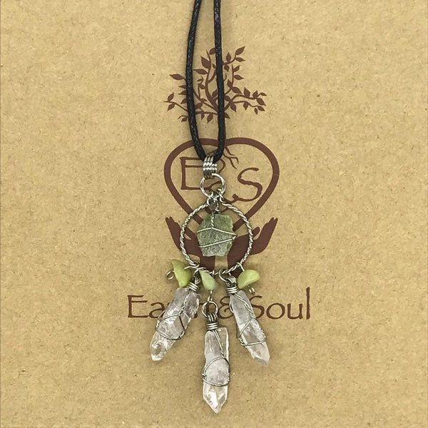 Serpentine Crystal Dreamcatcher Necklace