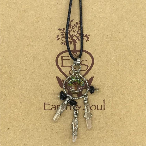 Tree of Life Dreamcatcher Necklace - Mixed Agate