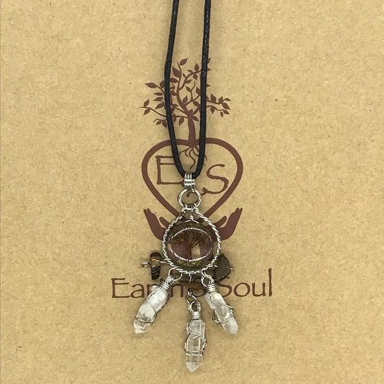 Tree of Life Dreamcatcher Necklace - Tiger Eye