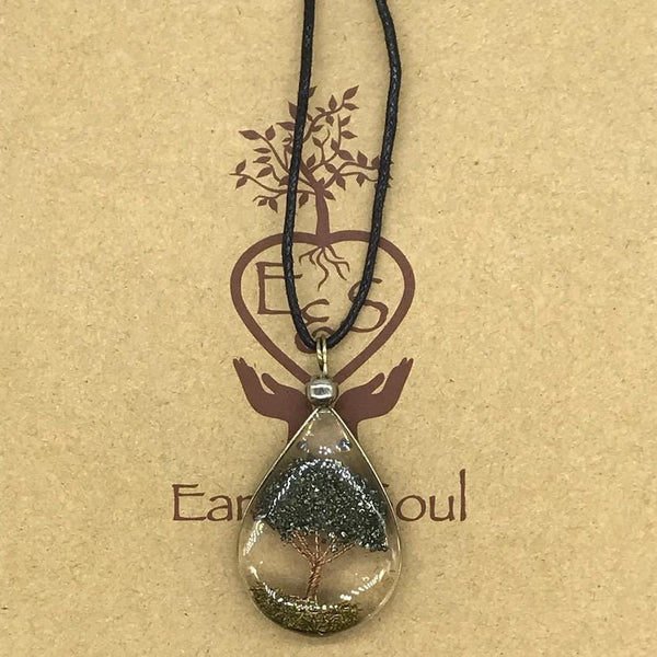 Tree of Life Pendant Necklace - Pyrite