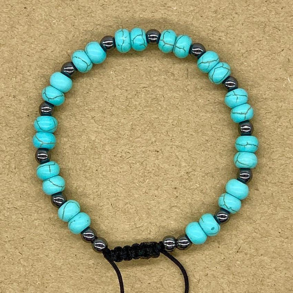 Crystal Bracelet with Hematite Spacers - Turquoise